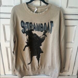 Steamboat Graphic Tan Crewneck